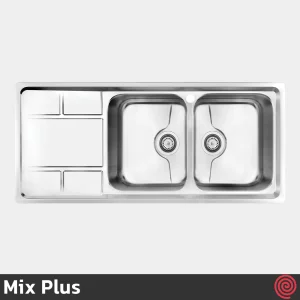 سینک ظرفشویی میکس پلاس مدل Mix Plus 8052-P-50 | دو لگنه فانتزی توکار