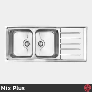 سینک ظرفشویی میکس پلاس مدل Mix Plus 8072-P-50 | دو لگنه فانتزی توکار