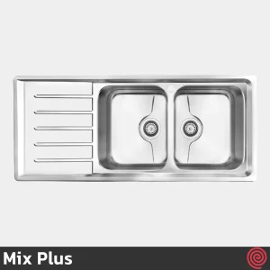 سینک ظرفشویی میکس پلاس مدل Mix Plus 8072-P-50 | دو لگنه فانتزی توکار