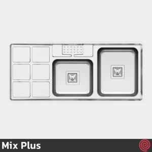 سینک ظرفشویی میکس پلاس مدل Mix Plus 8031-S45-52 | دو لگنه فانتزی توکار