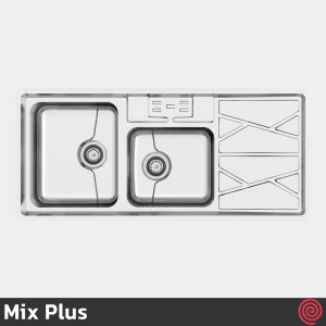 سینک ظرفشویی میکس پلاس مدل Mix Plus 8041-P45-52 | دو لگنه فانتزی توکار