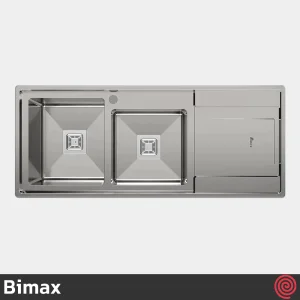 سینک ظرفشویی بیمکث مدل Bimax 741-50 | دو لگنه فانتزی باکسی توکار