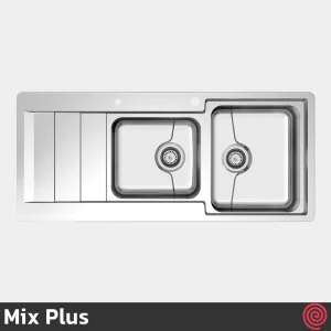 سینک ظرفشویی میکس پلاس مدل Mix Plus 8061-P45-52 | دو لگنه فانتزی توکار