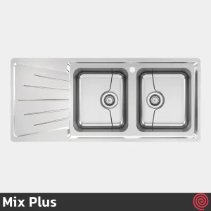 سینک ظرفشویی میکس پلاس مدل Mix Plus 8082-P45-52 | دو لگنه فانتزی توکار