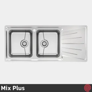 سینک ظرفشویی میکس پلاس مدل Mix Plus 8082-P45-52 | دو لگنه فانتزی توکار