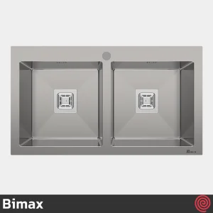 سینک ظرفشویی بیمکث مدل Bimax 722-50 | دو لگنه فلاش مونت باکسی توکار