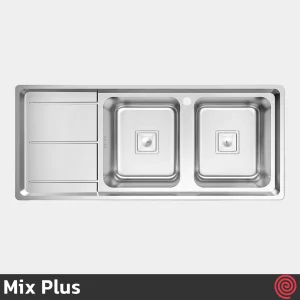 سینک ظرفشویی میکس پلاس مدل Mix Plus 8092-S45-50 | دو لگنه فانتزی توکار