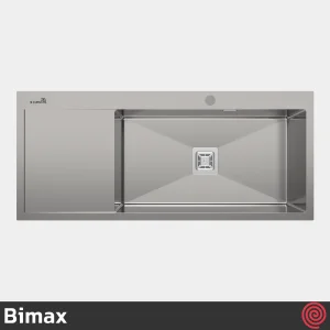 سینک ظرفشویی بیمکث مدل Bimax 4102-50 | تک لگنه فلاش مونت باکسی توکار