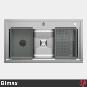 سینک ظرفشویی بیمکث مدل Bimax 4104-50 | تک لگنه فلاش مونت باکسی توکار