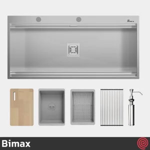 سینک ظرفشویی بیمکث مدل Bimax 774-50 | تک لگنه فلاش مونت باکسی توکار