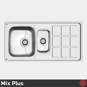 سینک ظرفشویی میکس پلاس مدل Mix Plus 7031-P-50 | یک و نیم لگنه فانتزی توکار