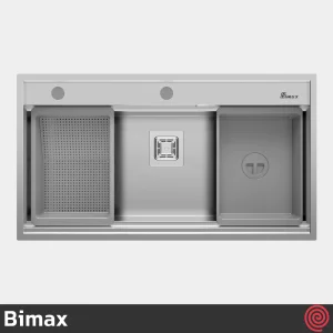 سینک ظرفشویی بیمکث مدل Bimax 4702-V2-50 | تک لگنه فلاش مونت باکسی توکار