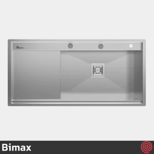 سینک ظرفشویی بیمکث مدل Bimax 4710-50 | دو لگنه فلاش مونت باکسی توکار