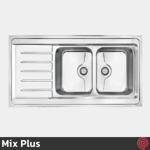 سینک ظرفشویی میکس پلاس مدل Mix Plus 9072-P-60 | دو لگنه فانتزی روکار