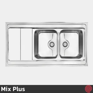 سینک ظرفشویی میکس پلاس مدل Mix Plus 9062-P-60 | دو لگنه فانتزی روکار