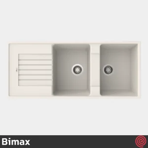 سینک ظرفشویی بیمکث مدل Bimax 4602-49.5 | دو لگنه گرانیتی توکار