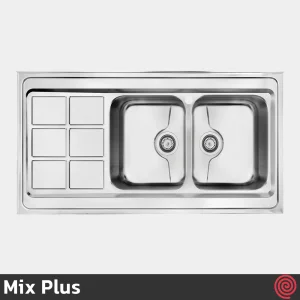 سینک ظرفشویی میکس پلاس مدل Mix Plus 9032-P-60 | دو لگنه فانتزی روکار