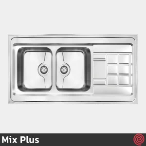 سینک ظرفشویی میکس پلاس مدل Mix Plus 9022-P-60 | دو لگنه فانتزی روکار