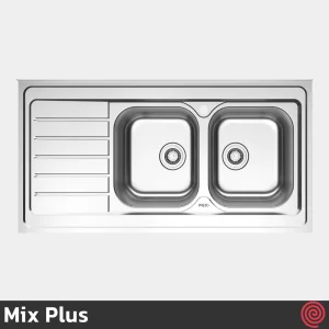 سینک ظرفشویی میکس پلاس مدل Mix Plus 3072-60 | دو لگنه نیمه فانتزی روکار