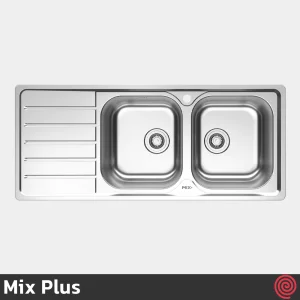 سینک ظرفشویی میکس پلاس مدل Mix Plus 2072-50 | دو لگنه نیمه فانتزی توکار