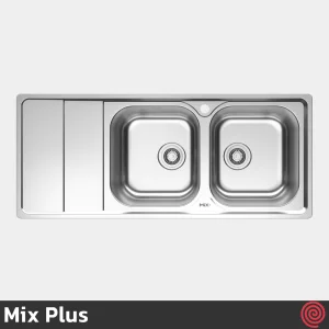 سینک ظرفشویی میکس پلاس مدل Mix Plus 2062-50 | دو لگنه نیمه فانتزی توکار