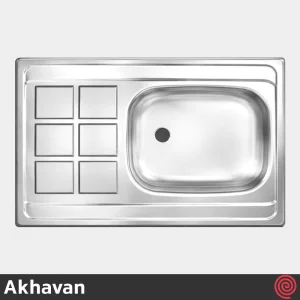 سینک ظرفشویی اخوان مدل Akhavan A8060-6CR-60 | تک لگنه نیمه فانتزی روکار