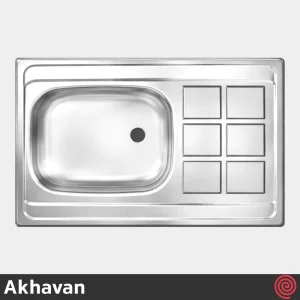 سینک ظرفشویی اخوان مدل Akhavan A8060-6CR-60 | تک لگنه نیمه فانتزی روکار