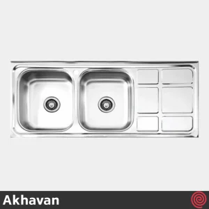 سینک ظرفشویی اخوان مدل Akhavan 12050-6CR-50 | دو لگنه نیمه فانتزی روکار
