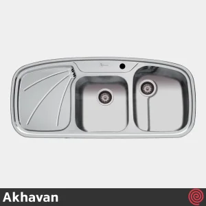 سینک ظرفشویی اخوان مدل Akhavan 6New-50 | دو لگنه فانتزی توکار