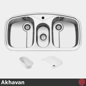 سینک ظرفشویی اخوان مدل Akhavan 8-50 | دو و نیم لگنه فانتزی توکار