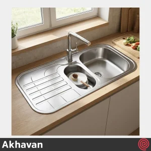 سینک ظرفشویی اخوان مدل Akhavan 73-50 | یک و نیم لگنه فانتزی توکار