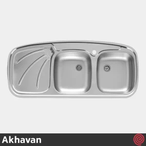 سینک ظرفشویی اخوان مدل Akhavan 136-50 | دو لگنه نیمه فانتزی توکار