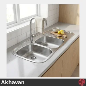 سینک ظرفشویی اخوان مدل Akhavan 136SP-50 | دو لگنه نیمه فانتزی توکار