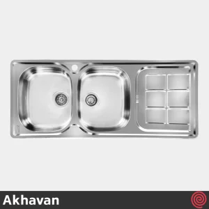 سینک ظرفشویی اخوان مدل Akhavan 147New-50 | دو لگنه فانتزی توکار