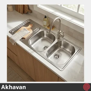 سینک ظرفشویی اخوان مدل Akhavan 147New-50 | دو لگنه فانتزی توکار