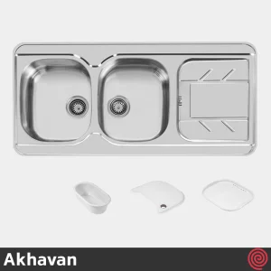 سینک ظرفشویی اخوان مدل Akhavan 156-50 | دو لگنه فانتزی توکار