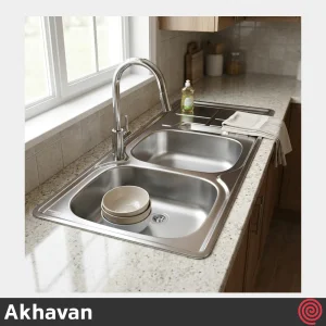 سینک ظرفشویی اخوان مدل Akhavan 161-50 | دو لگنه نیمه فانتزی توکار