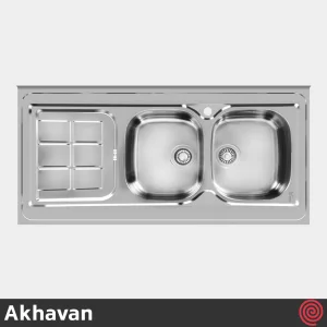 سینک ظرفشویی اخوان مدل Akhavan 148N-60 | دو لگنه فانتزی روکار