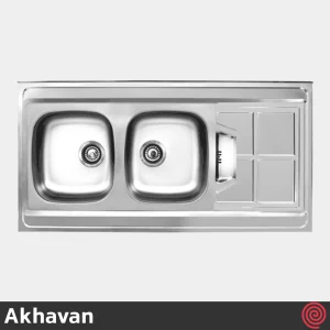 سینک ظرفشویی اخوان مدل Akhavan 153SP-50 | دو لگنه نیمه فانتزی روکار