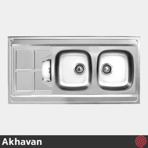 سینک ظرفشویی اخوان مدل Akhavan 153SP-50 | دو لگنه نیمه فانتزی روکار