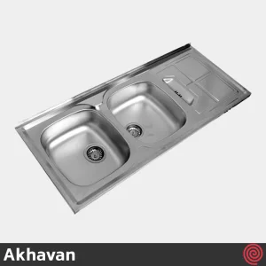 سینک ظرفشویی اخوان مدل Akhavan 153SP-50 | دو لگنه نیمه فانتزی روکار
