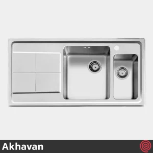سینک ظرفشویی اخوان مدل Akhavan 306S-51 | یک و نیم لگنه باکسی توکار