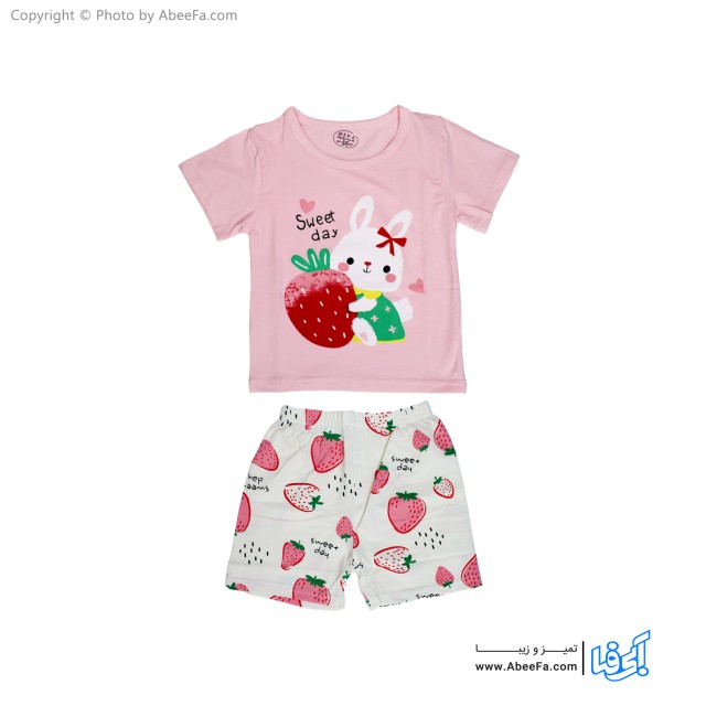 ست تی شرت و شلوار بچگانه مدل Strawberry
