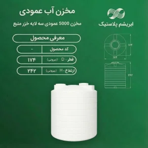 مخزن ۵۰۰۰ لیتری عمودی سه لایه خزر منبع