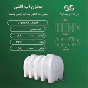 مخزن 4000 لیتری افقی سه لایه رادمان پلاست