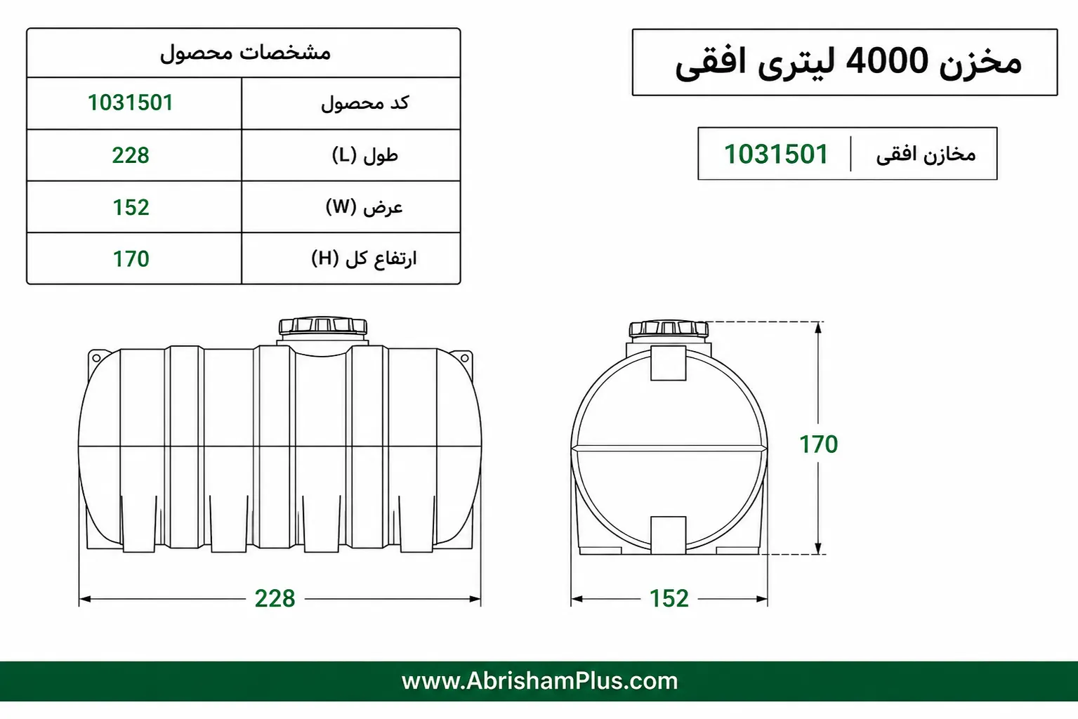 مخزن آب 4000 لیتری افقی طبرستان سه لایه 