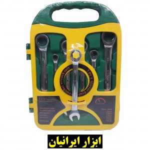 مجموعه 7 عددی آچار جغجغه یک سر تخت کروم وانادیوم