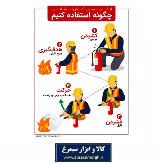 برچسب ایمنی کپسول آتش نشانی مدل C جنس PVC کالاسی KSS-025
