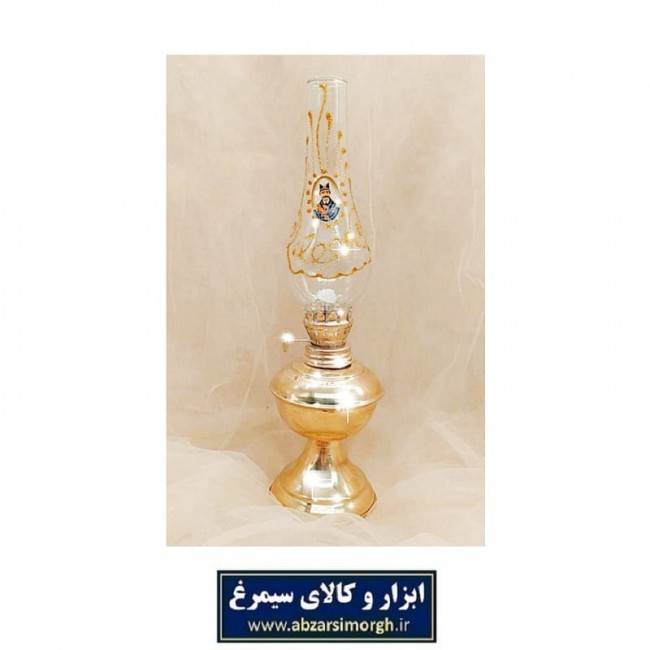 چراغ گردسوز سنتی طرح برنجی طرح قاجاری با ویترای روی شیشه HGH-005
