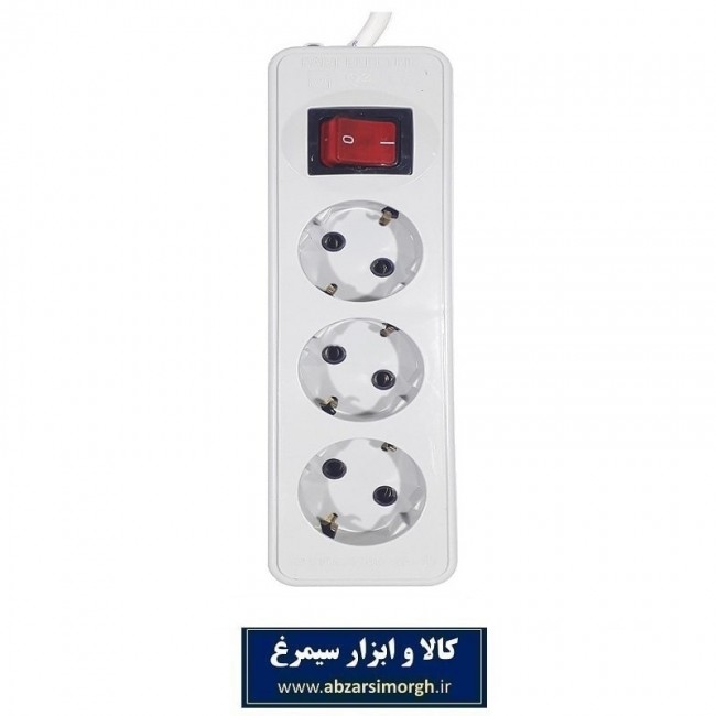 سه راهی و رابط 3 خانه برق ارت دار پارت الکتریک مدل PE850  شهاب با کابل 1.8 متری ESS-004